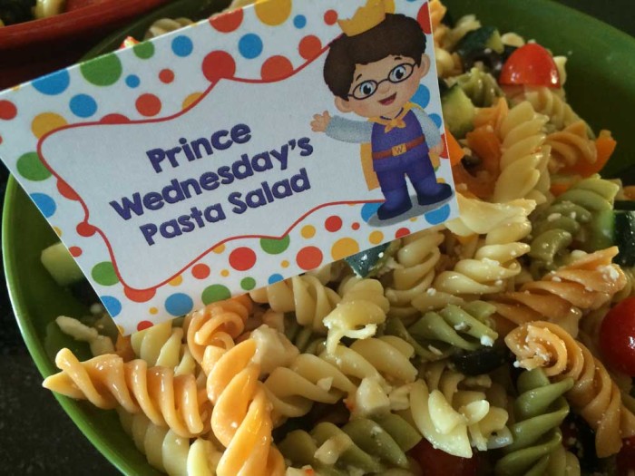 Daniel Tiger food - Prince Wednesday's Pasta Salad